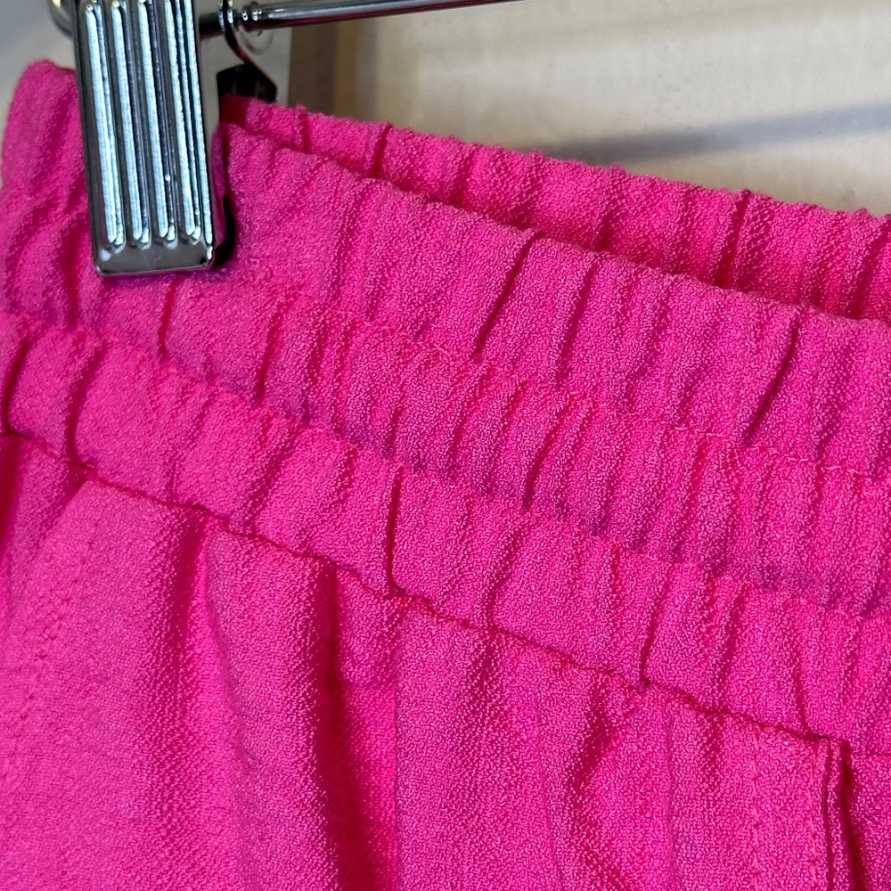 HG Barbie Pink Elastic Pull On Hip Pockets Wide Leg Lightweight Barbiecore Pants - Picture 6 of 12